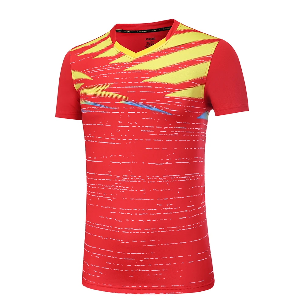 Новинка, быстросохнущая футболка для бадминтона для мужчин/женщин, спортивный комплект для бадминтона, настольный теннис, Мужская форменная футболка, теннисные рубашки, одежда 3869