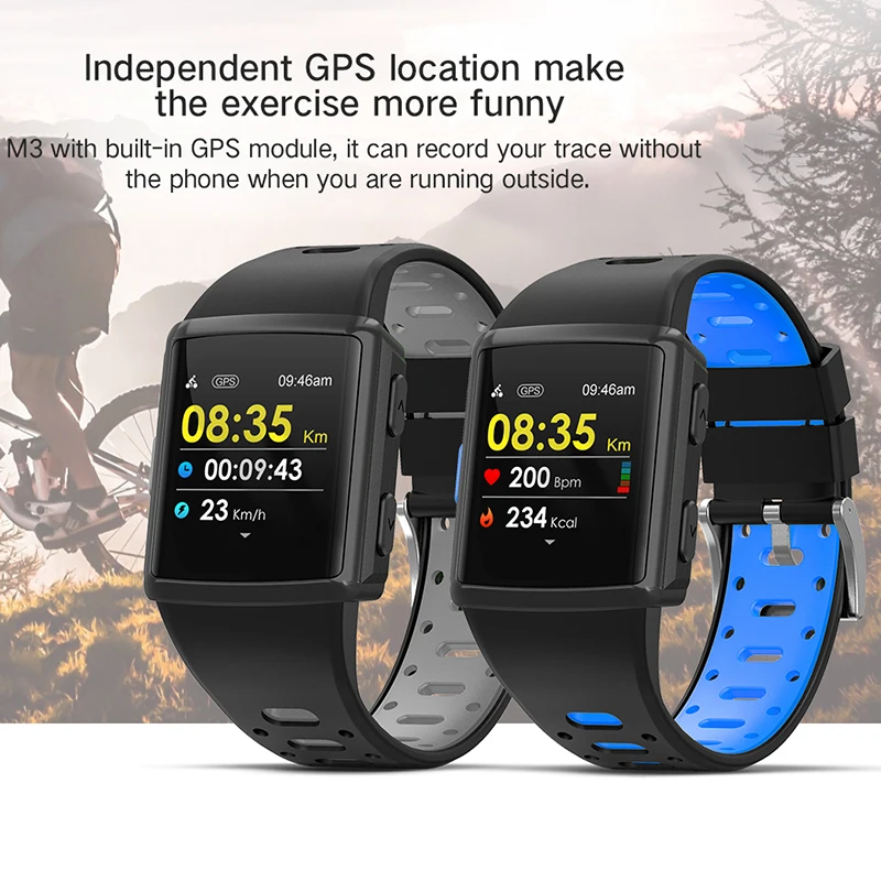 VAORLO Новинка M3 GPS мужские Смарт часы IP68 Водонепроницаемый пульсометр трекер