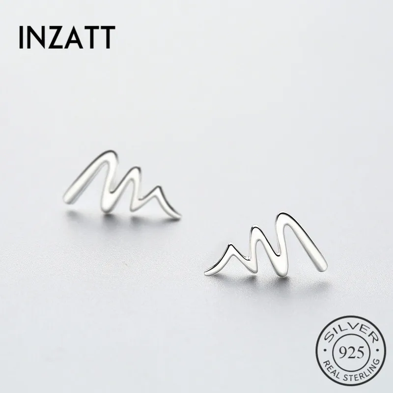 

INZATT Punk Personalized Stud Earrings Wave Line For Women Party Trendy 925 Sterling Silver Fine Jewelry Fashion Accessories