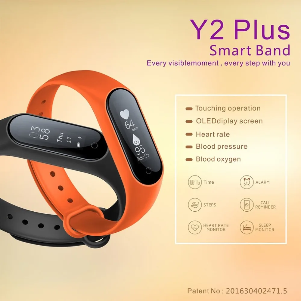 

Y2 Plus Smart Band Pulse Heart Rate Blood Pressure Sleep Monitor Smart Bracelet Fitness Tracker Wristband Y2Plus pk M2 Y5 Z11