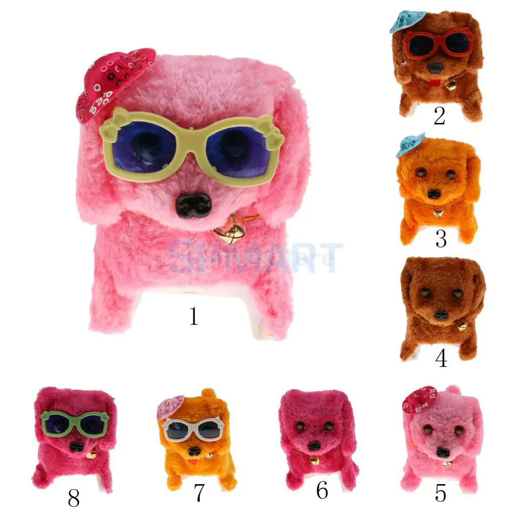 

Walking Barking Tail Wagging Puppy Dog Plush Dog Stuffed Animals Electronic Toy with Hat & Glasses Kids Children Toy Gift