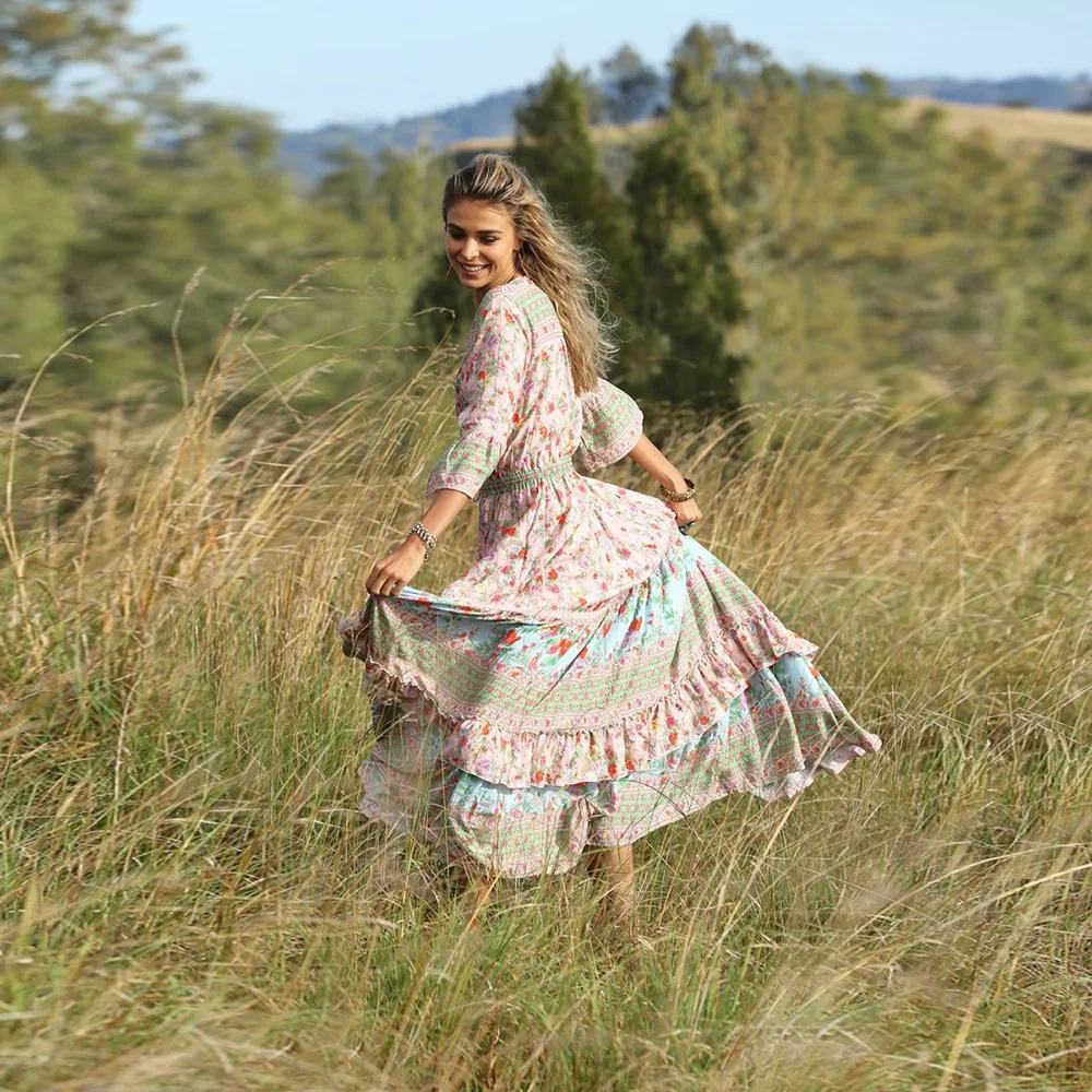 Платье в стиле Boho-Chic, Элегантное летнее женское парео, женские пляжные платья, кафтан, Saida De Praia Feminino,, богемная одежда, длинное