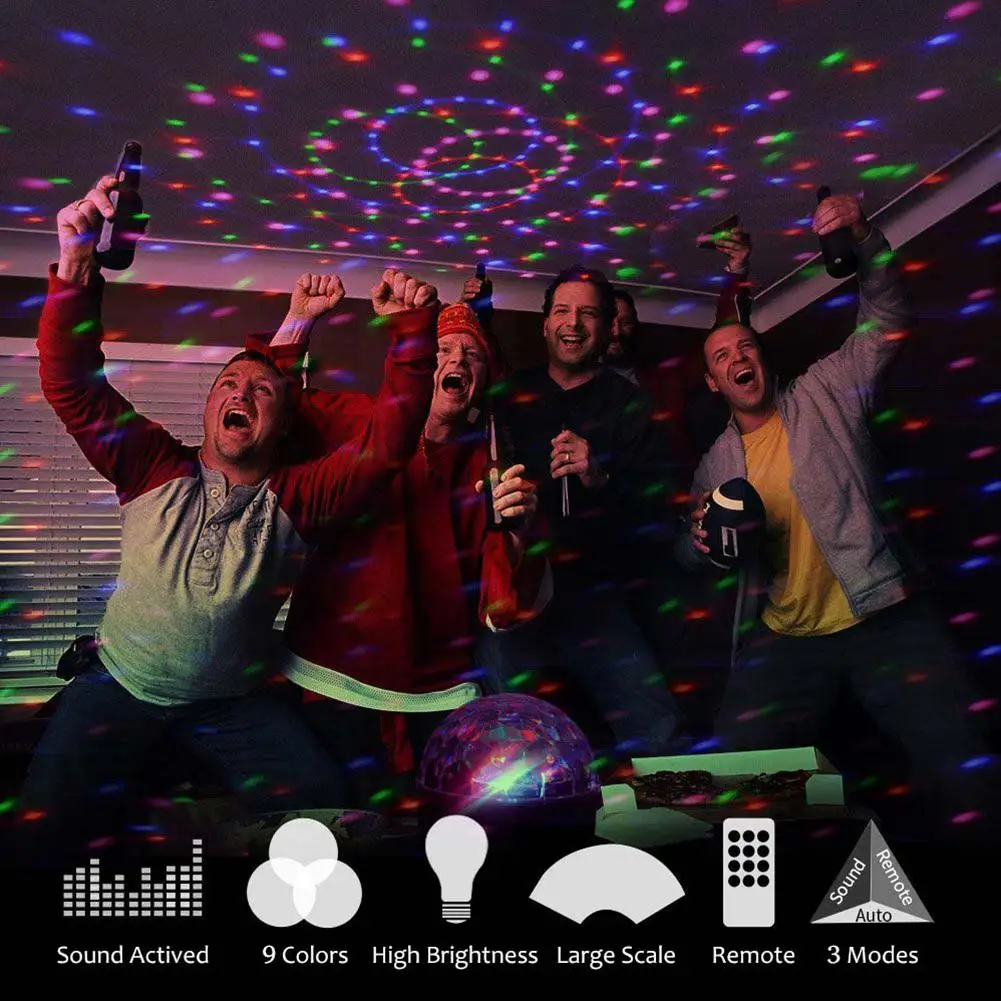 Bluetooth Звуковая активация 9 видов цветов LED Музыка кристалл магический шар