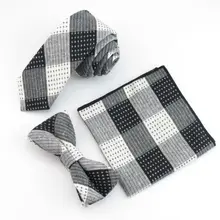 Для мужчин черный белый плед Галстуки бабочкой хлопок галстук набор платок костюм для Для мужчин встреча партия Интимные аксессуары cravata звезда точки