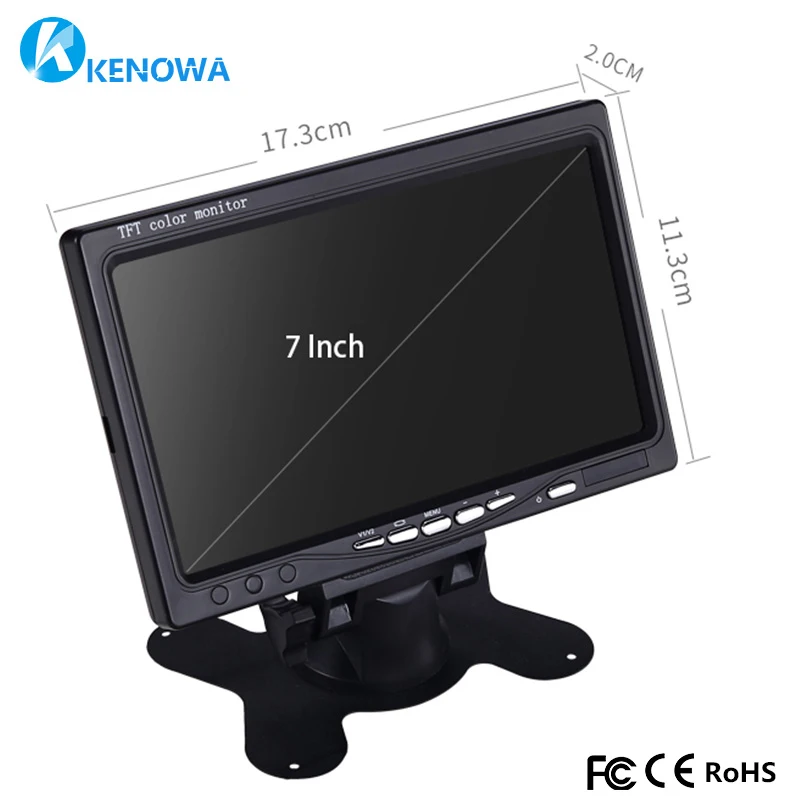 

7 inch 1024x600 industrial Car Reverse Backup Rearview TFT LCD monitor 2 AV Input Screen Computer Monitors PC car video Security