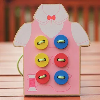 

Children Beads Lacing Board Wooden Toys Kids Montessori Educational Toys Toddler Sew On Buttons Early Education Teaching Aids