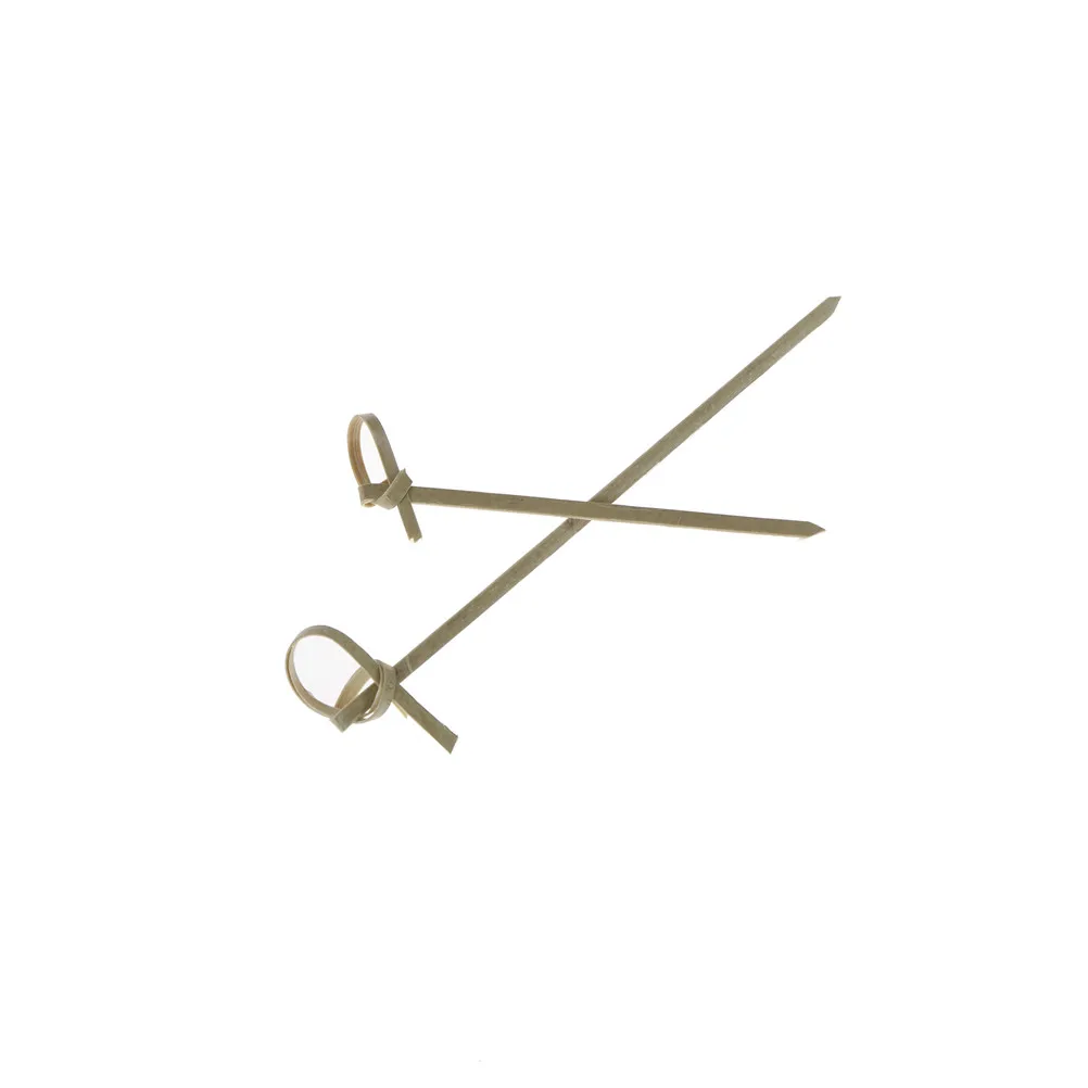 

100pcs Tie Knot Bamboo Food Picks Fruit Fork Sticks Buffet Cupcake Toppers Cocktail Forks Wedding Festival Decoration 9/12cm