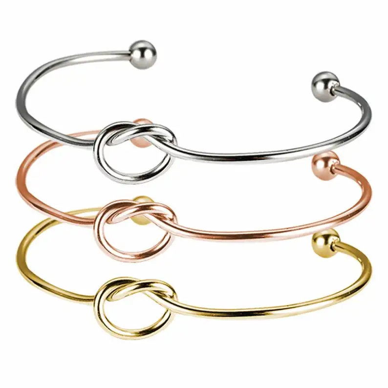 MYLONGINGCHARM 10pcs Knot Bracelet Stainless Steel Adjustable Basic Bangle Wired Knot Bracelet M0393