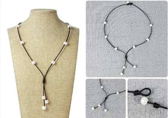 black leather pearl Новейшее кожаное ожерелье с жемчугом, ожерелье-чокер из натуральной кожи с натуральным жемчугом, подарок на день рождения, кожаные украшения - Окраска металла: black leather pearl