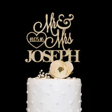 Customized wooden acrylic wedding cake topper with love date Personalized wedding cake topper with last name Wedding cake topper