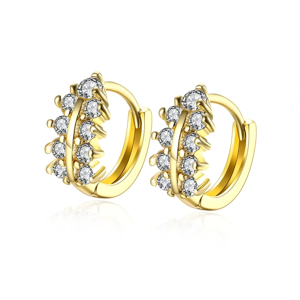 Fashion double row zircon earrings gold jewelry wholesalers wholesale