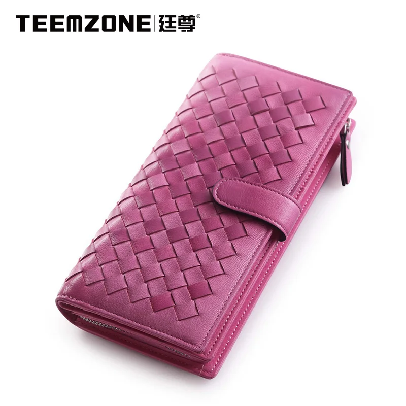 

Teemzone 2017 New Women Genuine Leather Sheepskin Fashion Long Brand Wallet High Quality Clutch Bag Ladies Purse Free Shipping