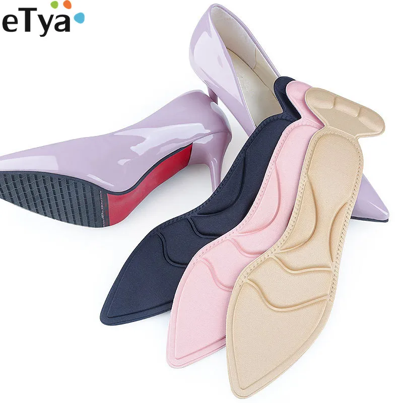 ETya1Pair نعل سادة إدراج النساء فتاة سيدة كعب آخر تنفس مكافحة slipBack ل حذاء كعب عالٍ الإسفنج مكافحة الألم وسائد