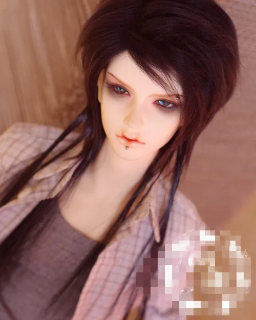 Крутой черный шить длинные волосы BJD кукла меховой парик для 1/4 1/3 дядя 18 19 см 20 21 22