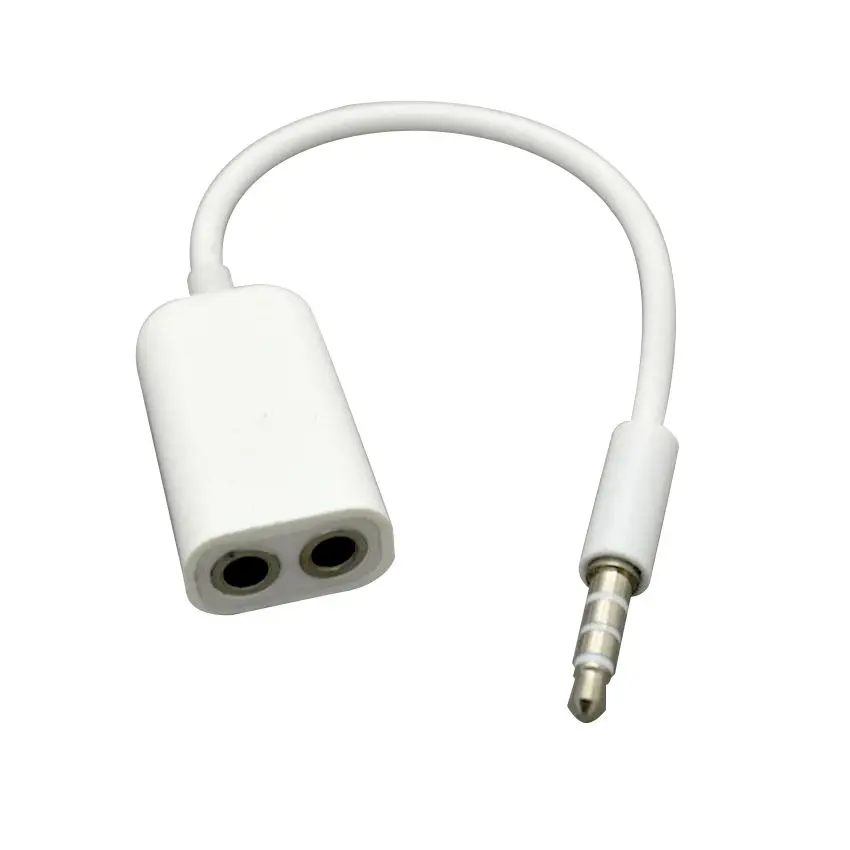 300pcs Y Splitter Headphones jack 3 5 mm Stereo Audio 1to2 2 Female 2 in 1 Male Cable Adapter microphone plug for Earphone white