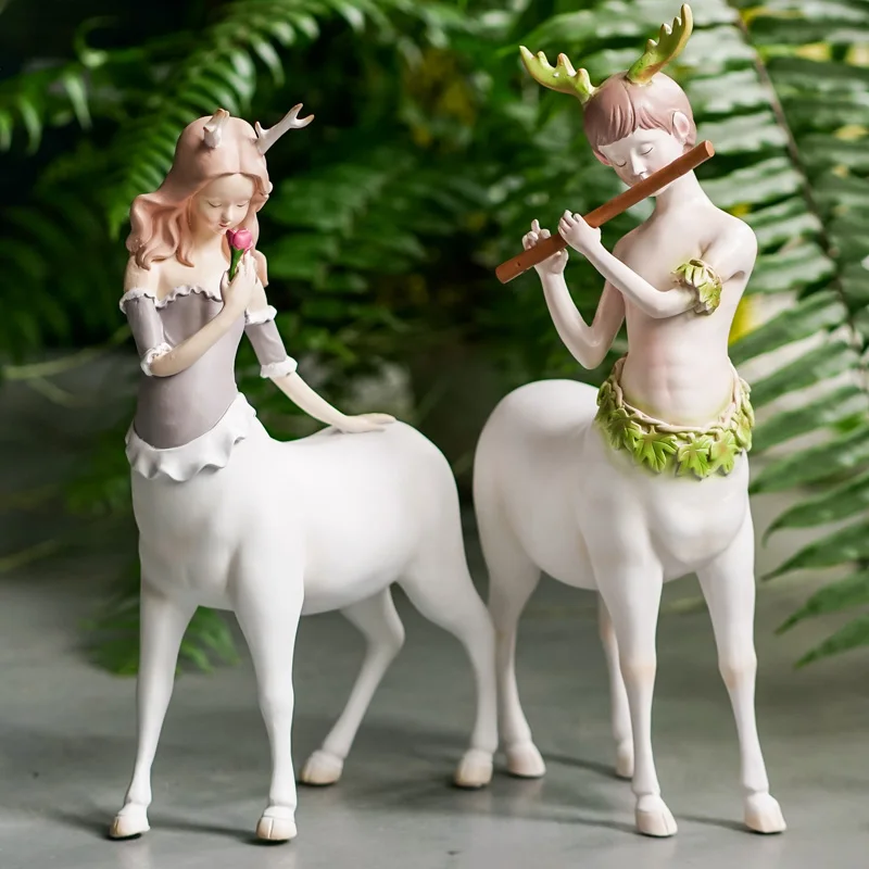 

Creative Half-Orc Boy Blowing A Flute Statue Home Decor Crafts Room Objects Arcadia Elf Office Resin Figurines Wedding Gifts