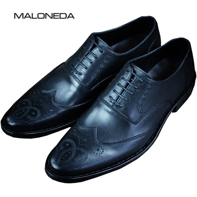 Robe Formelle Maloneda Pleine marron Main Mode Rétro Noir Fleur Nouvelle Bullock De Cuir Sculpté Chaussures Hommes Goodyear En Oxford wIIXFBqW