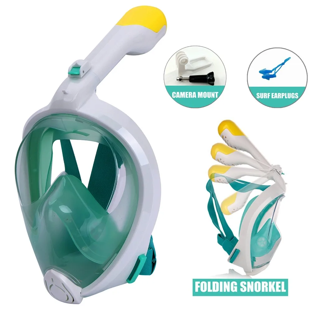 

2018 Diving Snorkling Mask Waterproof Underwater Scuba mergulho Anti Fog Full Face Snorkeling Set swimming device for go pro cam