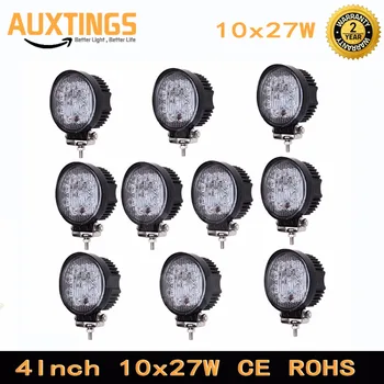 

10pcs 4 Inch 27W LED Work Light 12V 24V Round LED Offroad Light Lamp Spot Flood Beam for Off road Motorcycle Car Truck