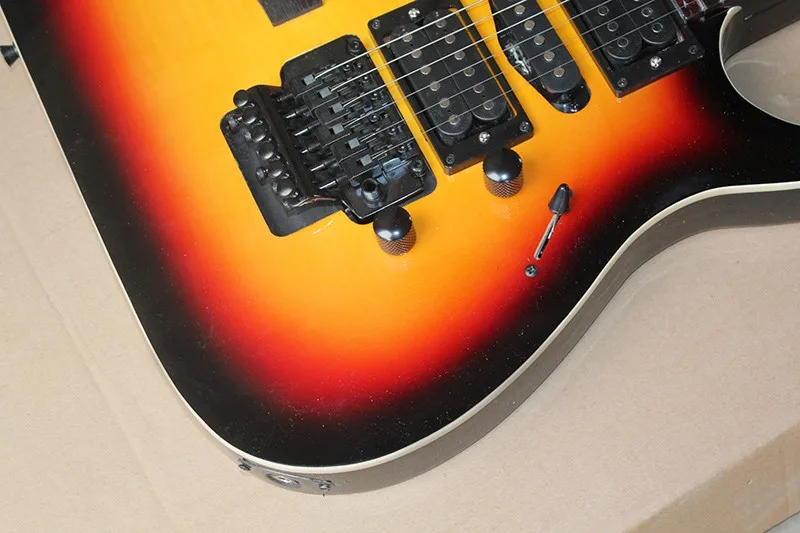 Заводская распродажа двойная Шея Табак sunburst 6+ 12 струнная электрогитара с floyd rose HSH звукоснимателями,-17-11