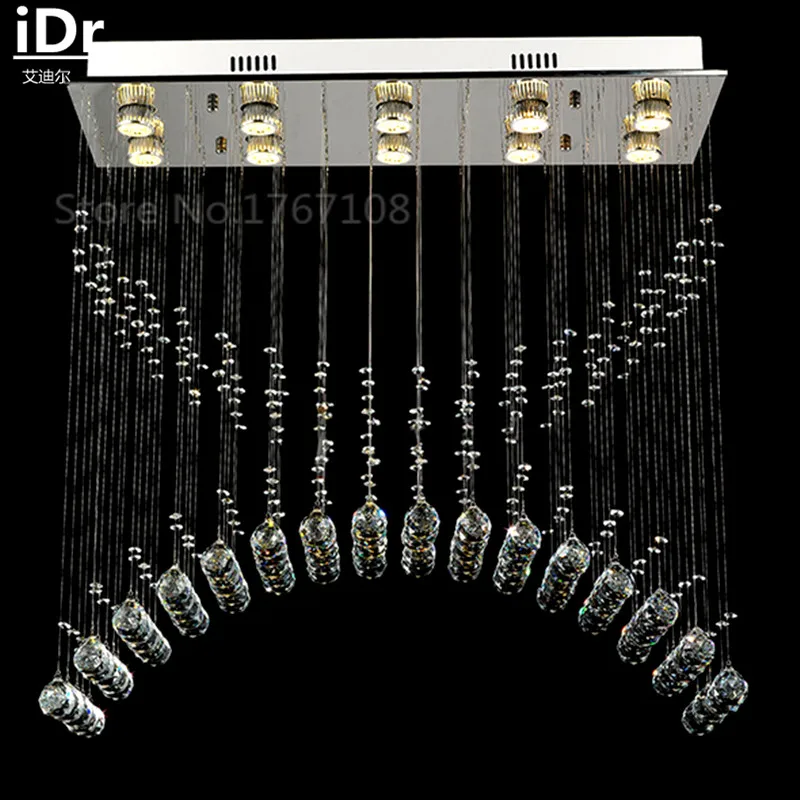 

Personality simple rectangular bar restaurant dining room bedroom LED crystal chandeliers hanging line lamp with Villa iDr-0063