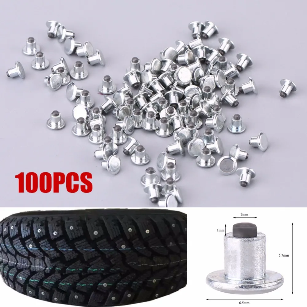 100pcs 6.5mm/0.26" Wheel Tyre Stud Screws Snow Tire Spikes for Bike Car