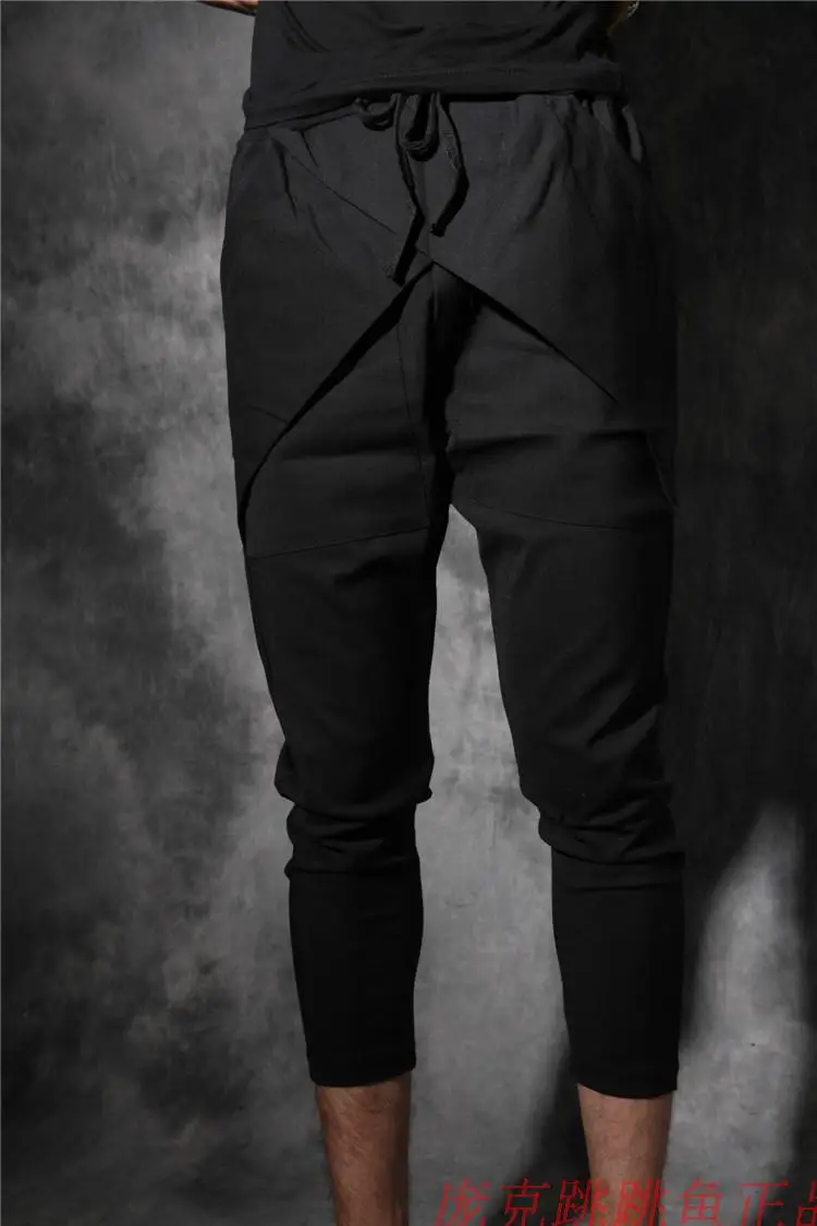 S-XXL! Новая мужская одежда мужские тонкие повседневные брюки модные брюки с поперечным карманом длиной до щиколотки певица костюмы