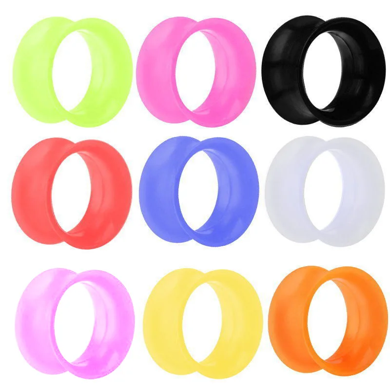 

Pair Thin Silicone Ear Skin Ear Tunnels Soft Ear Plugs Gauges Earskin Earlets Flesh Expander