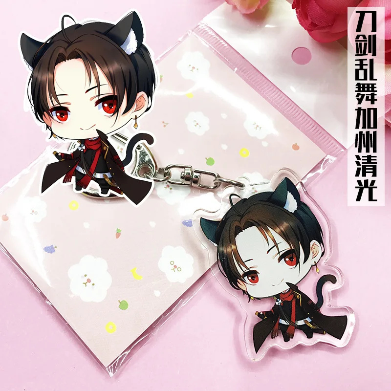 

Anime Keychain Anime Touken Ranbu Online Munechika Nakigitsune Kogitsunemaru Doubleside Print Keychain Keyrings