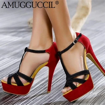 

2020 New Plus Big Size 35-52 Black Buckle Fashion Sexy Party High Heel Summer Girl Female Ladies Women Sandals L1086