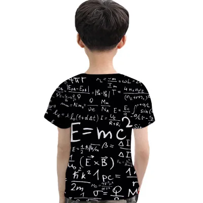 Футболка с 3D принтом Эйнштейна для мальчиков и девочек, летняя футболка с формулой светильник Эйнштейна, брендовая одежда