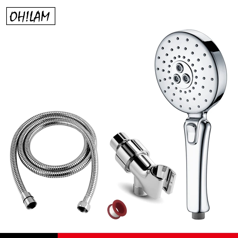 

High Pressure 2-Function Handheld Shower Head with Hose and Bracket 5 inch Spray Face Chrome Powerful Shower Spa Hansgrohe