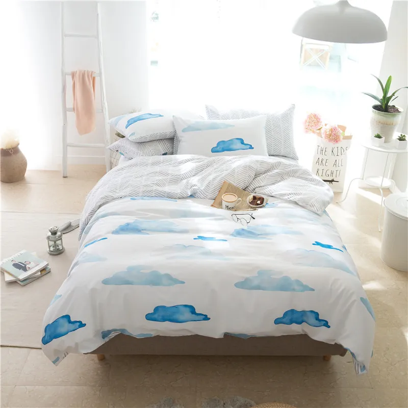 

Flaky clouds pattern duvet cover set bedsheet Pillowcase 4pc bedding sets full queen king size 100% Cotton Bedlinen