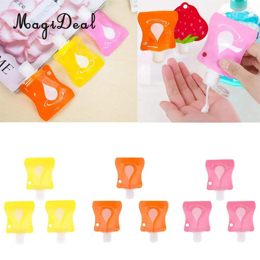 3pcs Refillable Empty Squeeze Pouch Shampoo Cleaner Shower Gel  Body Lotion Squeezable Bag Bottle