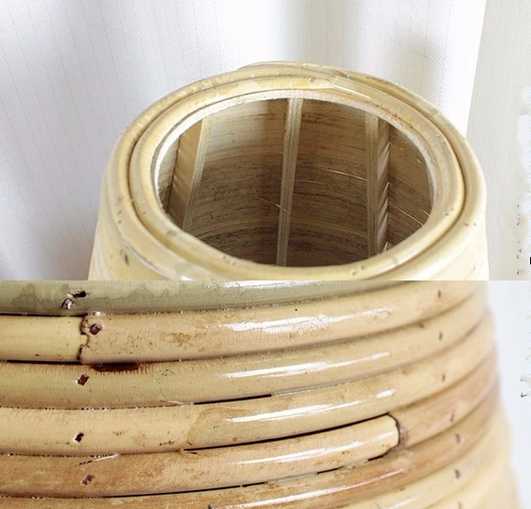 Chinese Large Bamboo Floor Vase Big Living Room Decorative Floor Vase Home Art & Craft Flower Pot Woven Retro Antique Finish