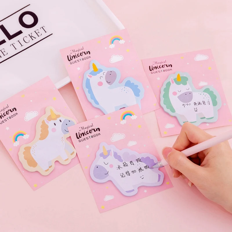 

Creative Cute Unicorn Planner Stickers Sticky Notes Cartoon Coloful Unicorns Memo Pad Kawaii Stationery Note Pad