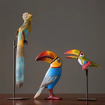 

Resin Tropical Toucan Nordic Figurines American Home Decoration Accessories Living Room Oraments