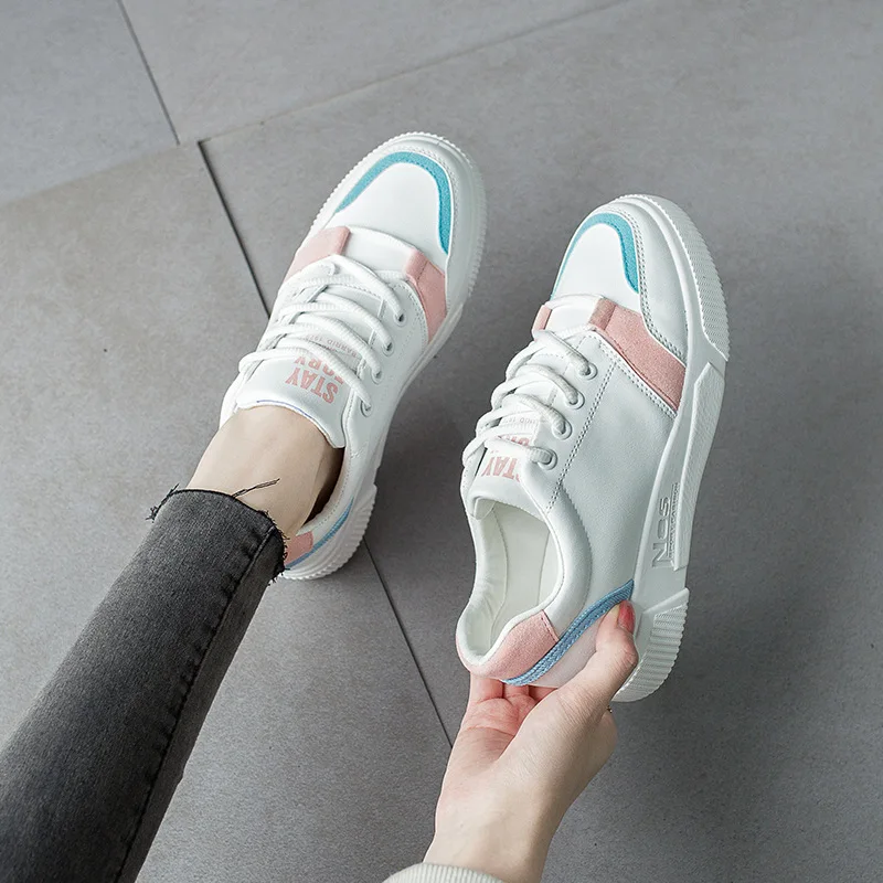 Blanc Femmes forme Ins Décontractées Bleu jaune Plate Chaussures rouge Femelle Lacets À D'été Appartements Printemps Tendances TCqBT