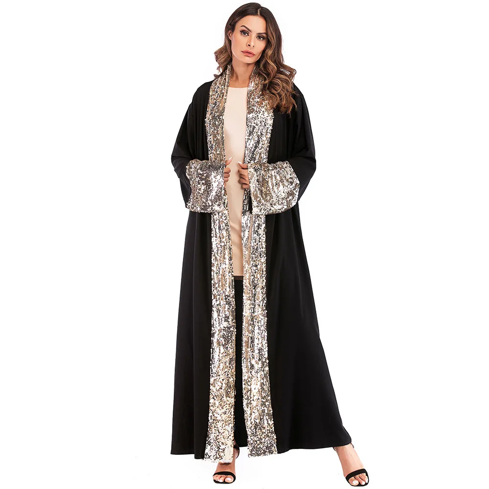 

2019 fashion Muslim sequined cardigan gown