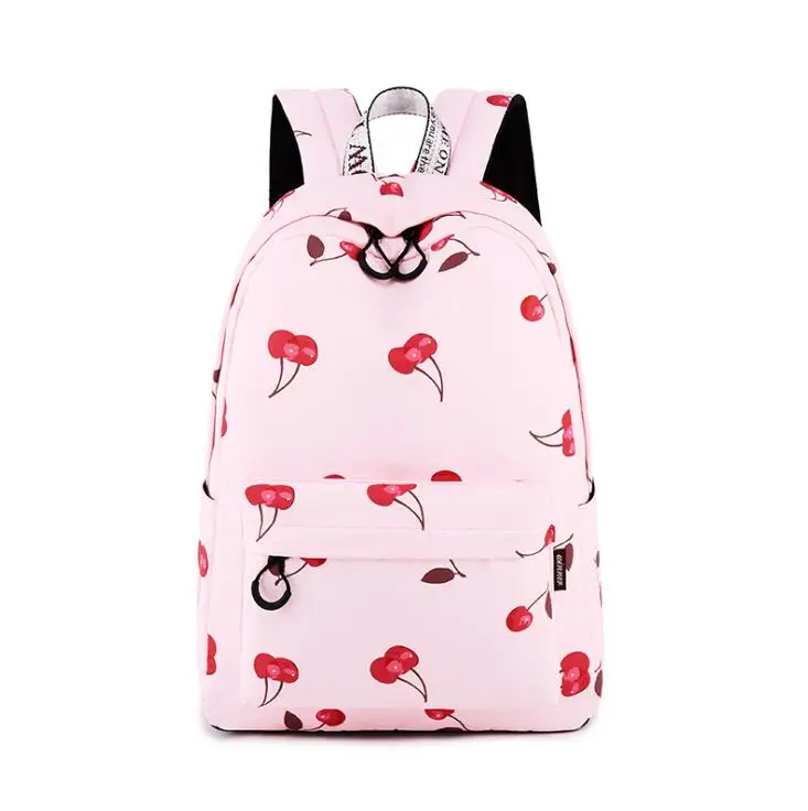 

Korean Canvas Printing Backpack Women School Bags for Teenage Girls Cute Rucksack Fruit Cherry Laptop Backpack W-45-70