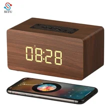 W5c деревянные светодиодные часы дисплей деревянная коробка беспроводной Bluetooth динамик 12 Вт громкоговоритель Hi-Fi Поддержка TF карты AUX кабель FM