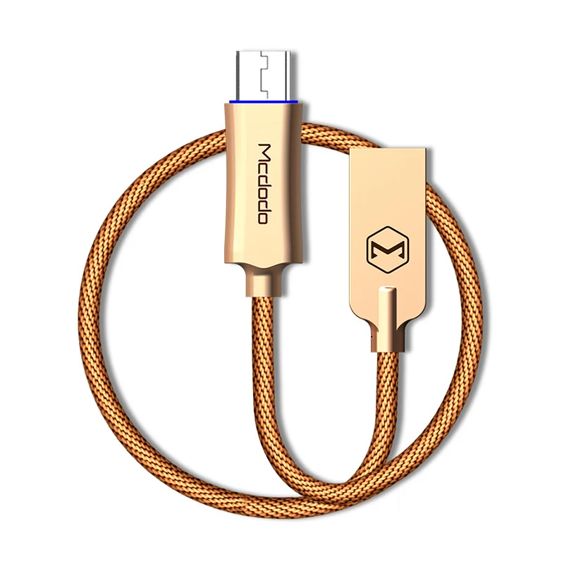 Mcdodo Micro USB кабель QC3.0 Быстрая зарядка нейлоновый USB кабель синхронизации данных для samsung Xiaomi huawei htc LG кабель для мобильного телефона - Цвет: gold