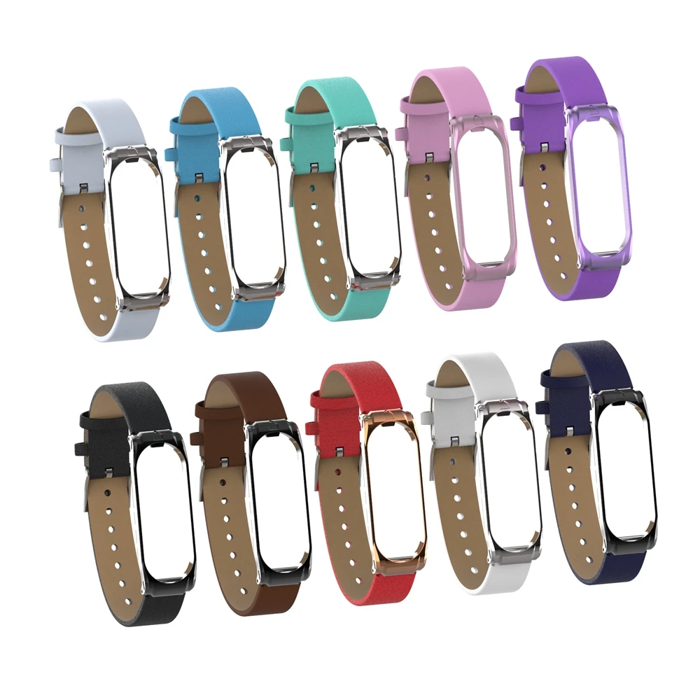 Браслет Hangrui Mi Band 4 из натуральной кожи для фитнес трекера Xiaomi 3 цветные браслеты
