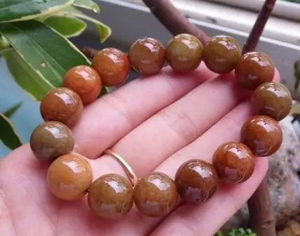 

Free Shipping Certified Brown Red 100% Natural A JADE Jadeite Beads Bead Bangle Bracelet