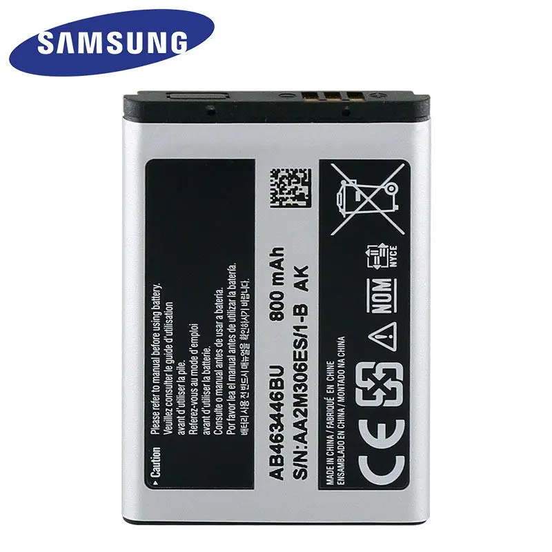 Оригинальный Батарея AB463446BU для samsung C3300K X208 B189 M310 M628 X520 F258 E878 E1200 B108 E2530 gt-c3011 C5212 800
