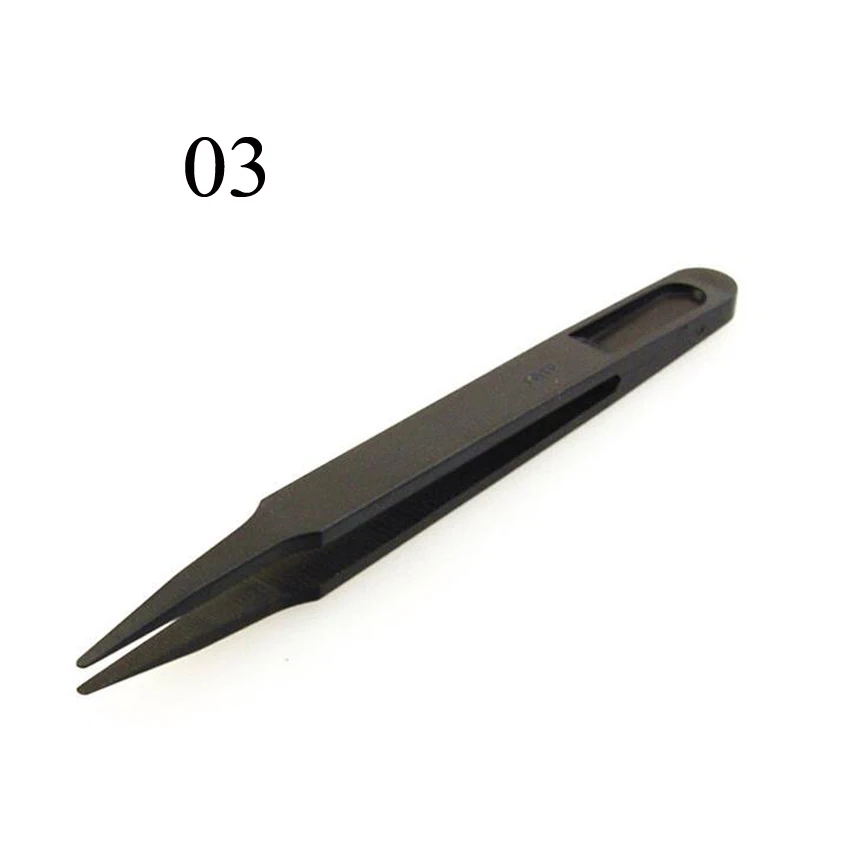 Portable Straight Bend Anti-static Plastic Tweezer Heat Resistant Repair Tool Pointed, flat, elbow head 1PC