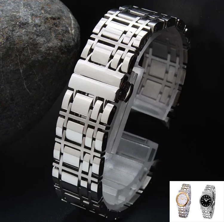 

20mm 16mm Curved End Watchbands Silver Stainless Steel Watch Strap Solid Link Bracelet for brand luxury watches free shipping