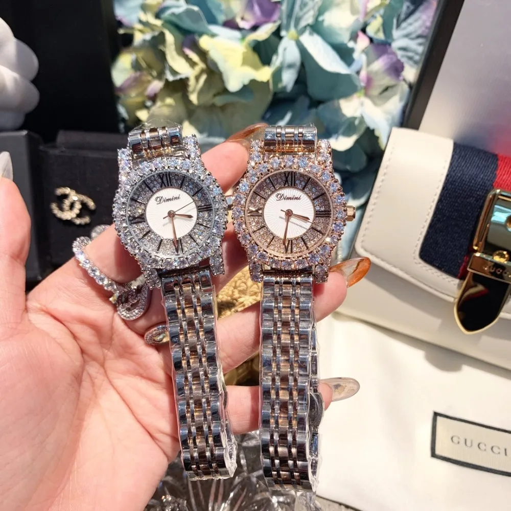 2 размера классические римские цифры женские деловые часы роскошные часы-браслет со стразами кварцевые часы с циферблатом аналоговые наручные часы с блиллиантами