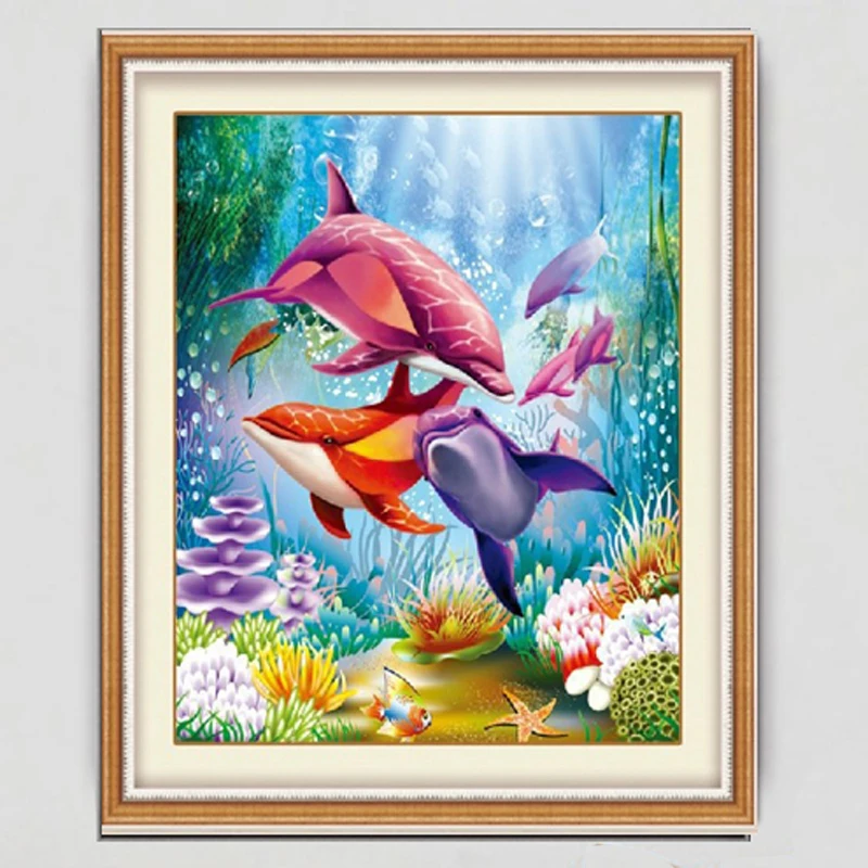

Diy Diamond Painting 5D Animal Dolphin Lovers Cross Stitch Multi Faceted Diamond Embroidery Picture Mosaic Kit Home Decoration