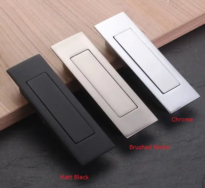 2Pcs Flush Recessed Pocket Sliding Door /& Cabinet Rectangular Pull Handles